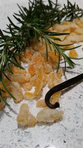 Shortbread with Rosemary Steeped Candied Mandarin Orange Peel